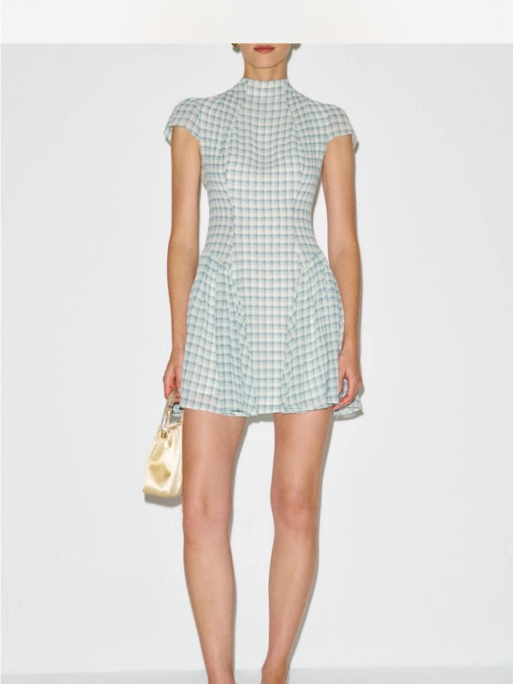 NWT Reformation Maven Mini Dress Zephyr Check Blue Plaid Size 2